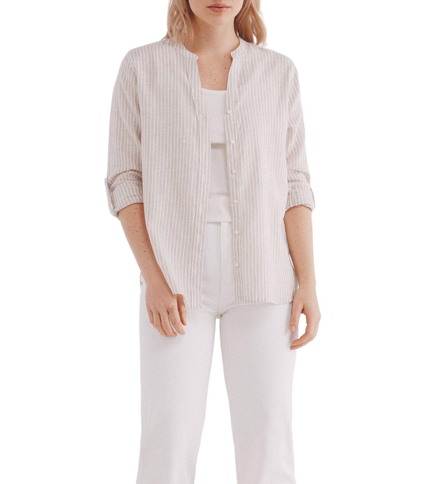 Mandarin Collar Linen Shirt