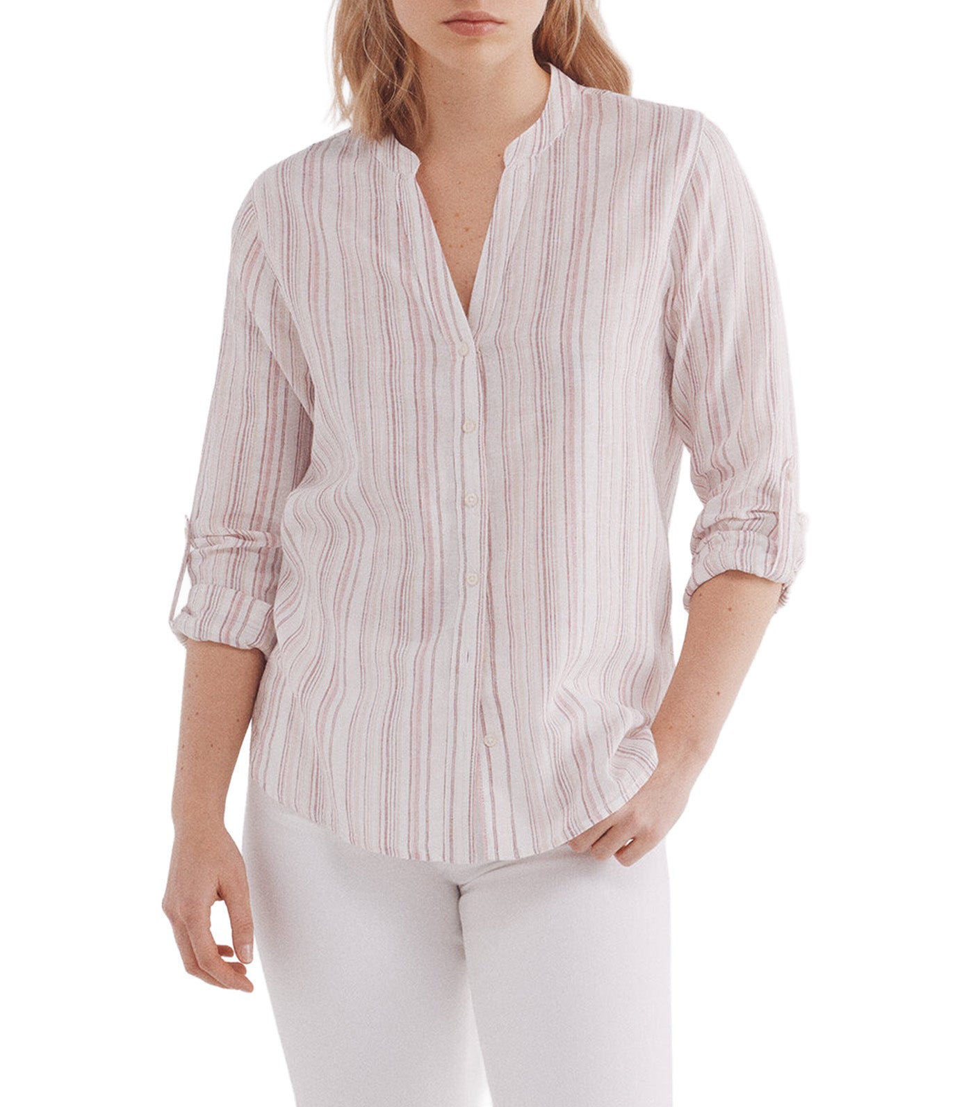 Mandarin Collar Linen Shirt