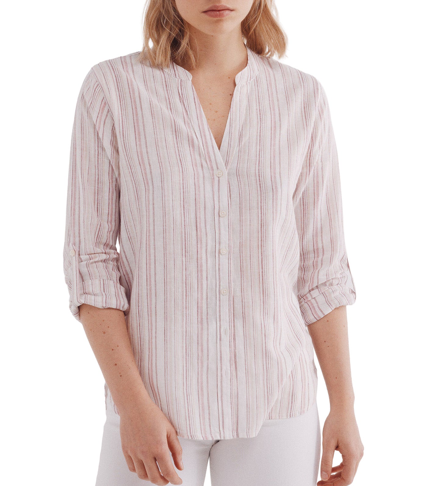 Mandarin Collar Linen Shirt