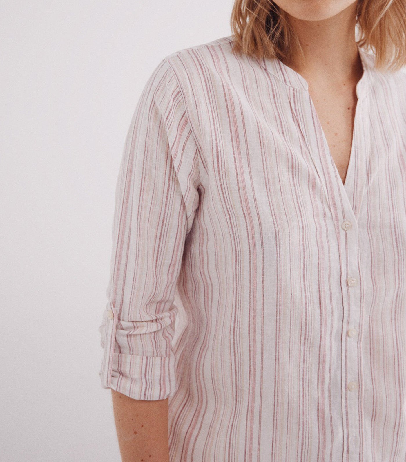 Mandarin Collar Linen Shirt