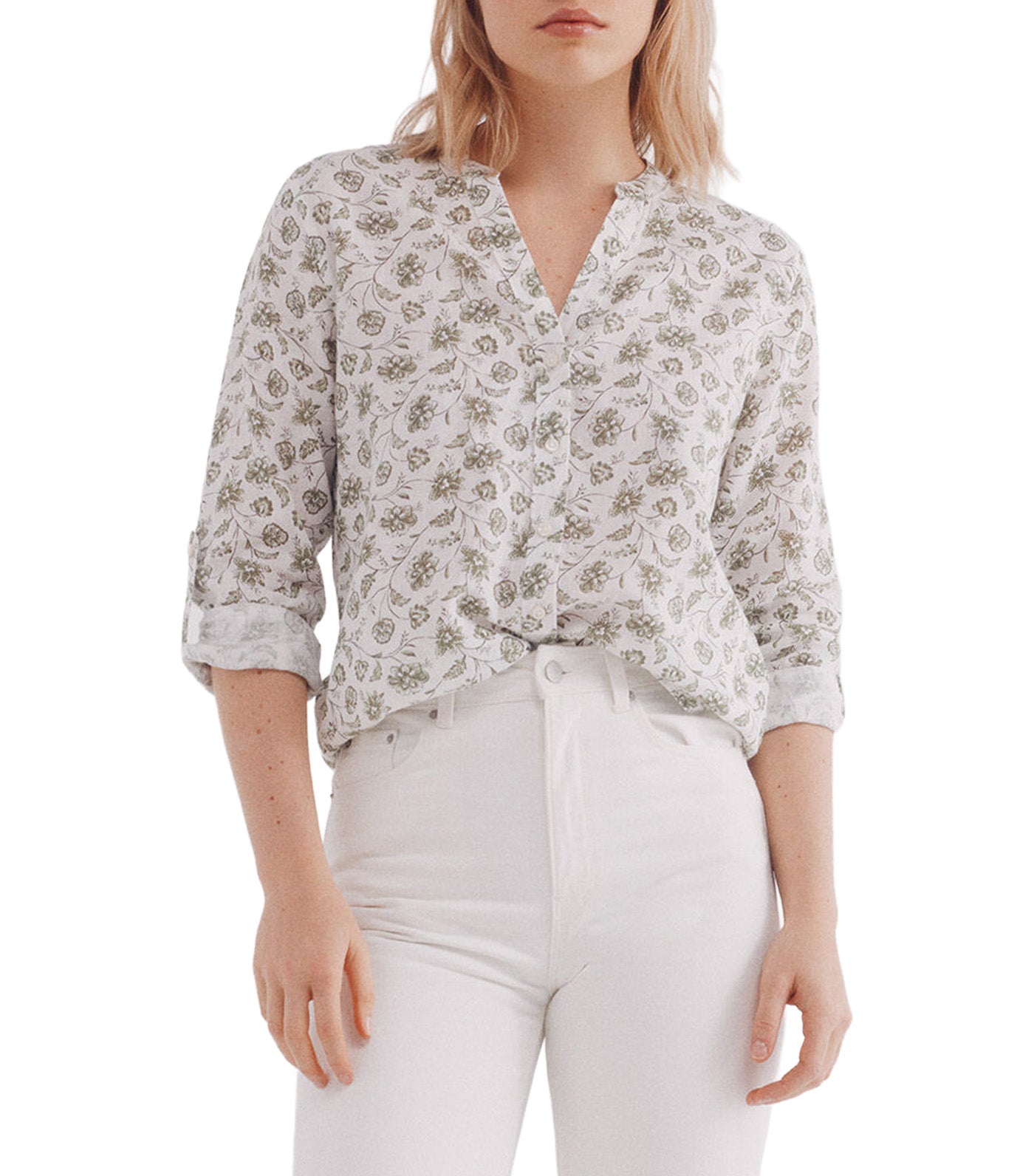 Mandarin Collar Linen Shirt