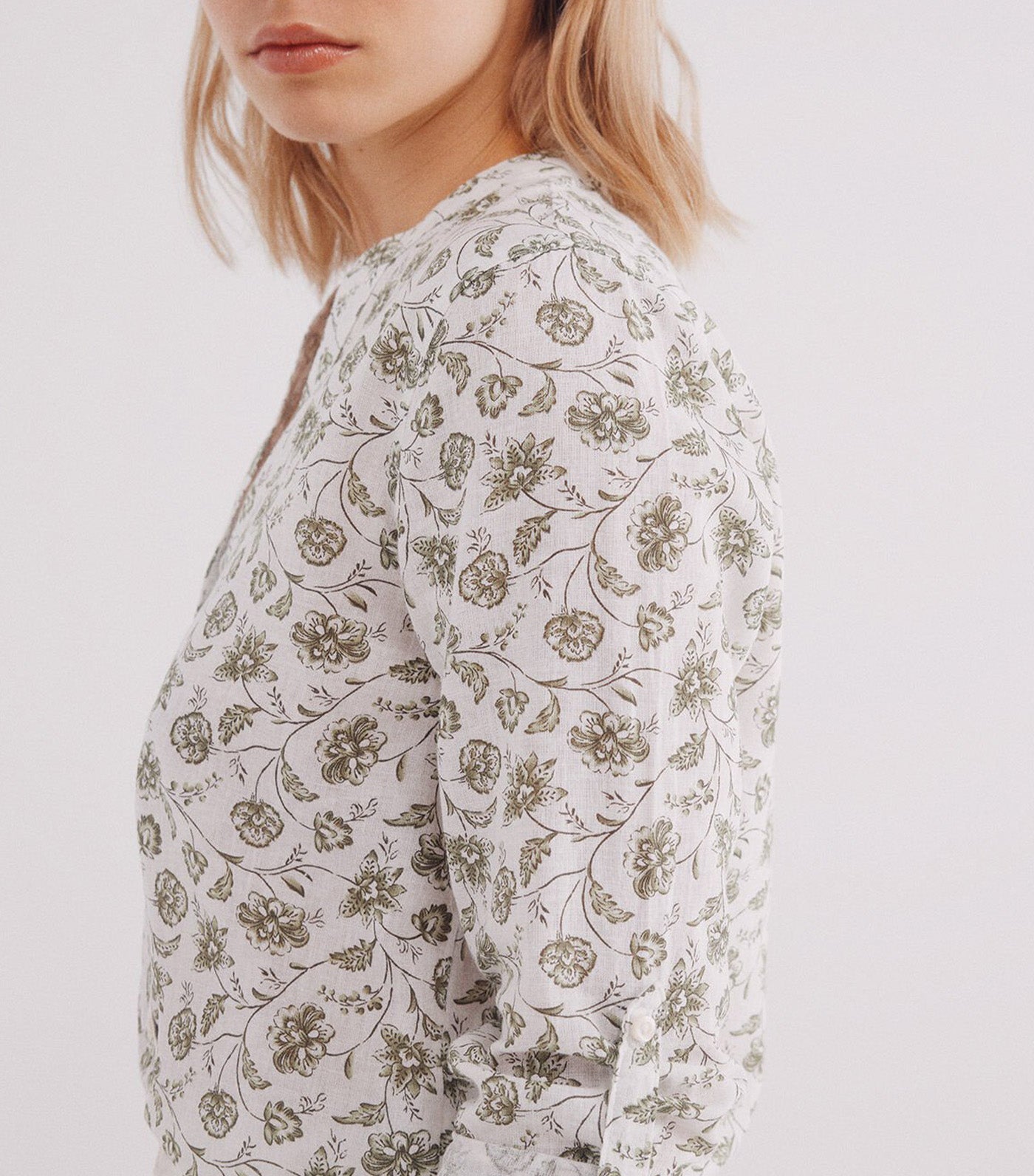 Mandarin Collar Linen Shirt