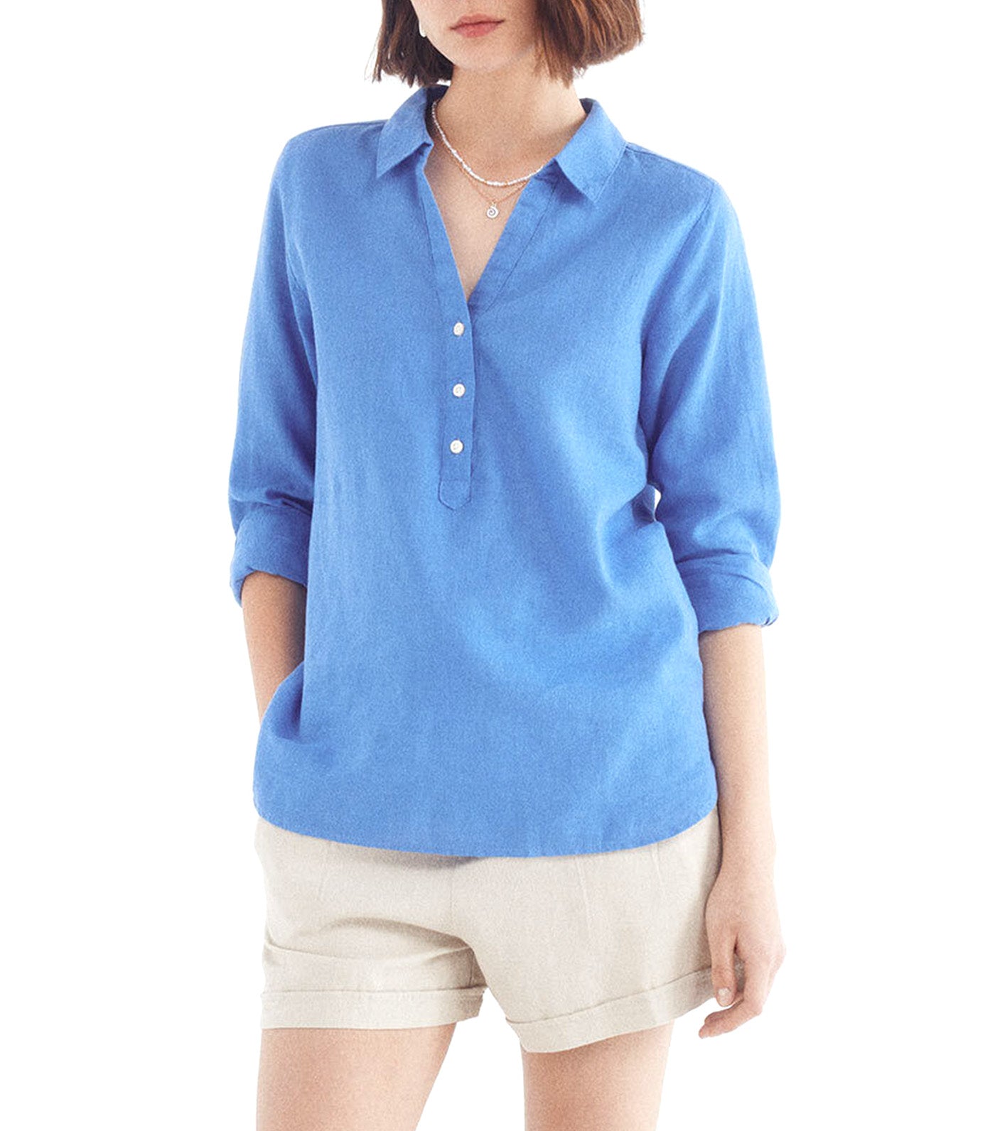 Linen Polo Shirt Blouse