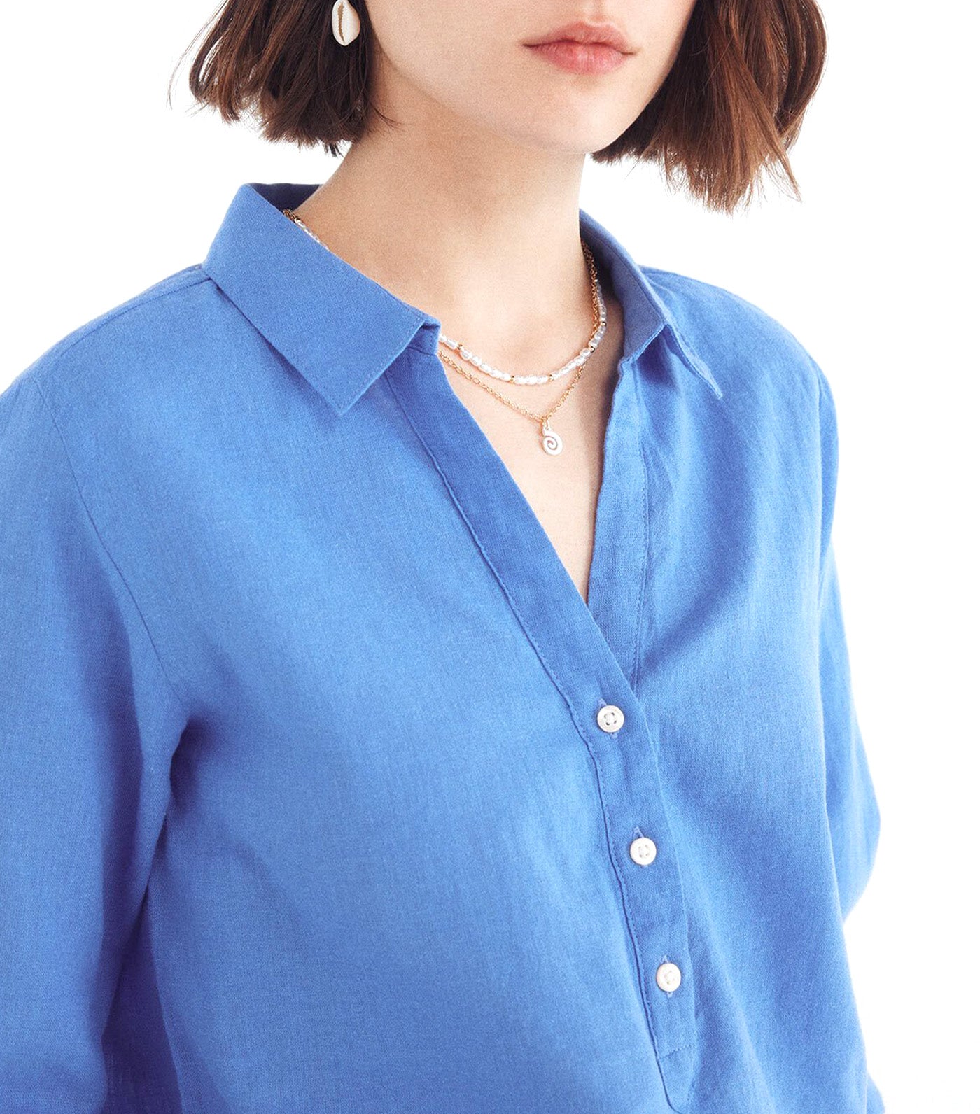 Linen Polo Shirt Blouse