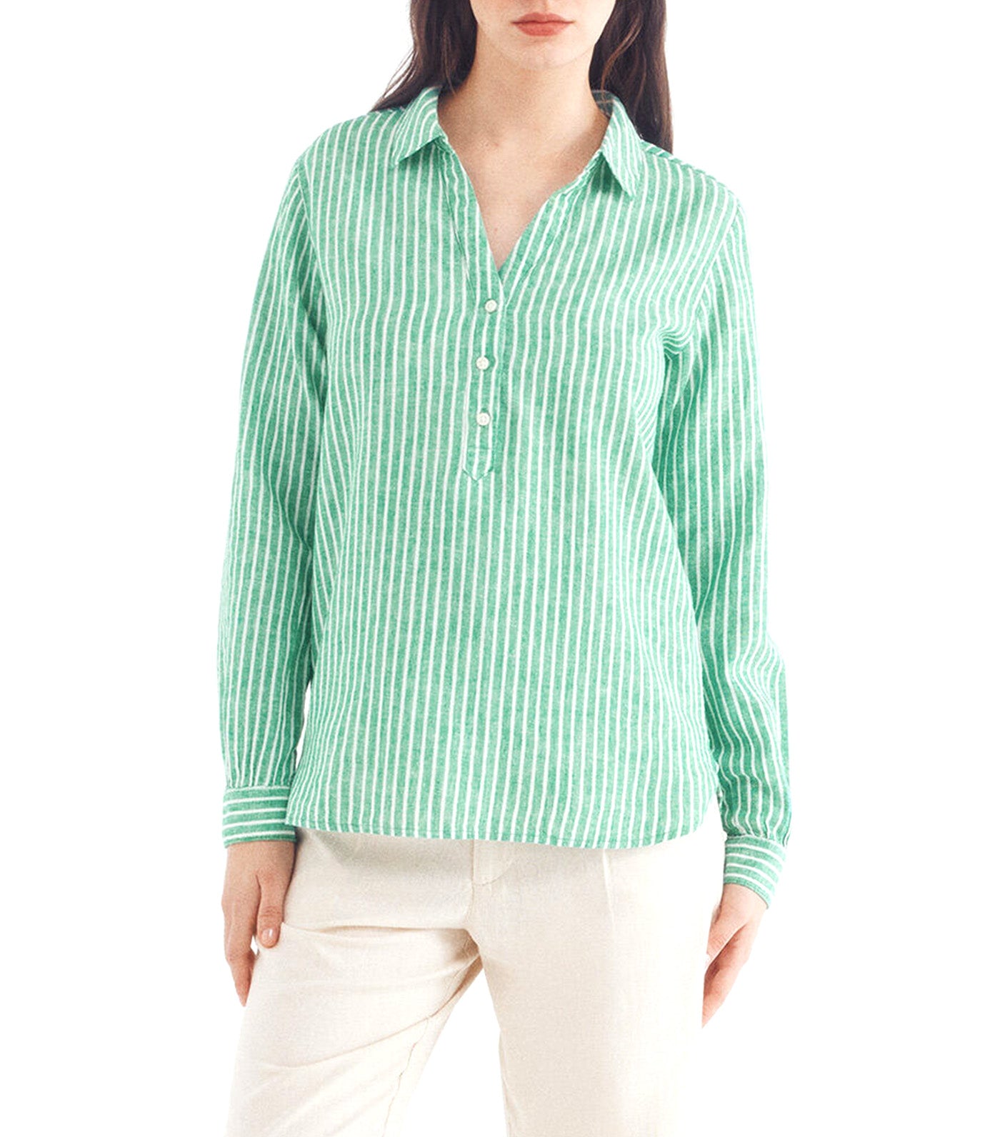 Linen Polo Shirt Blouse