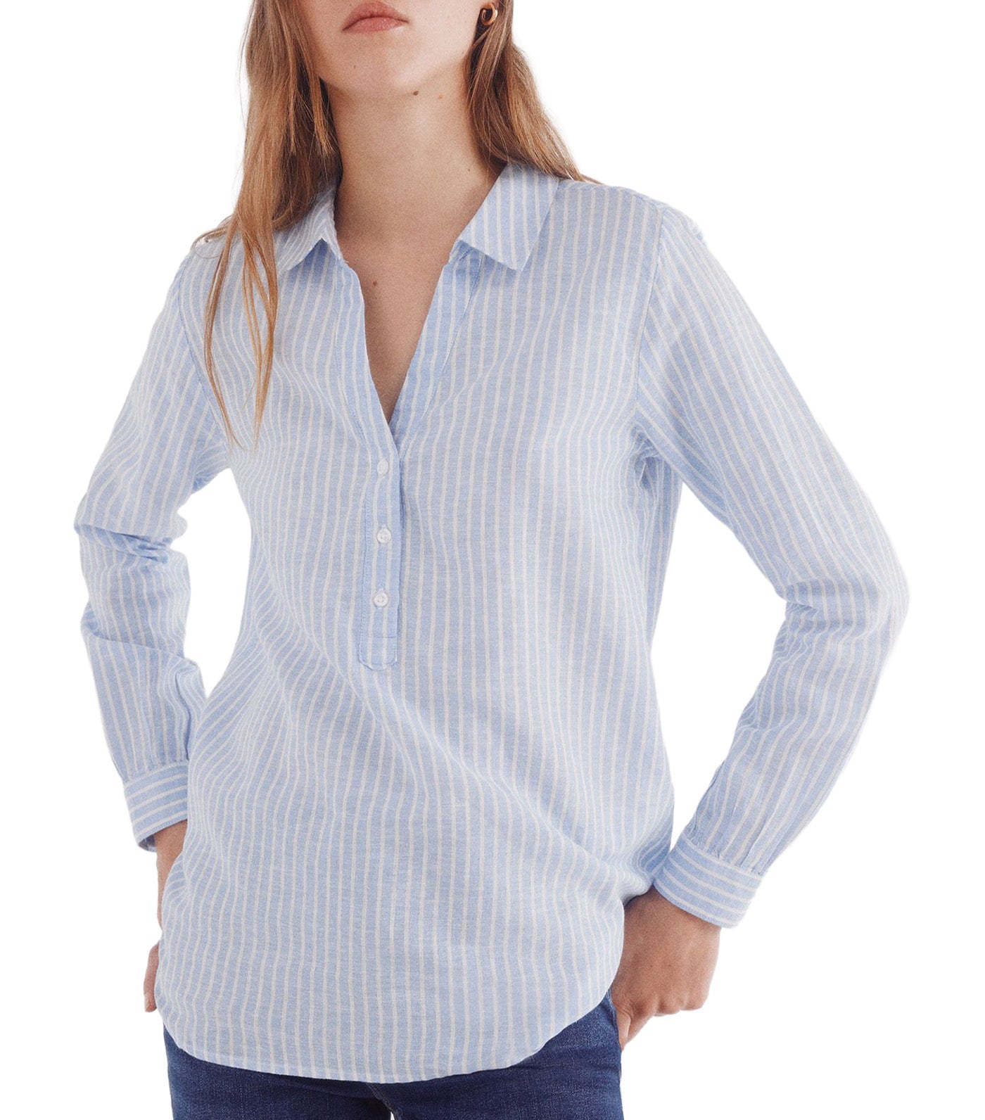 Linen Polo Shirt Blouse