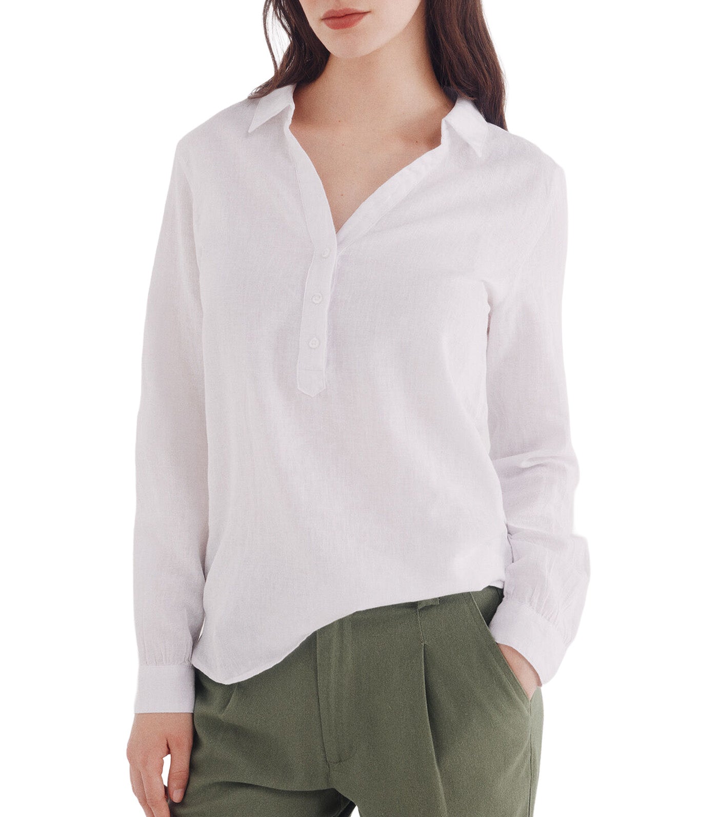 Linen Polo Shirt Blouse