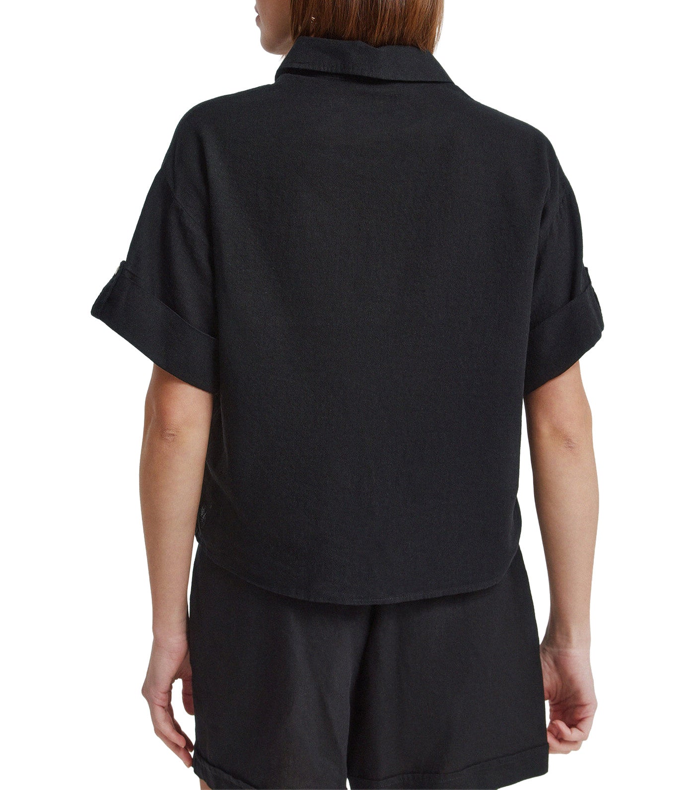 Linen Short Sleeve Shirt Black