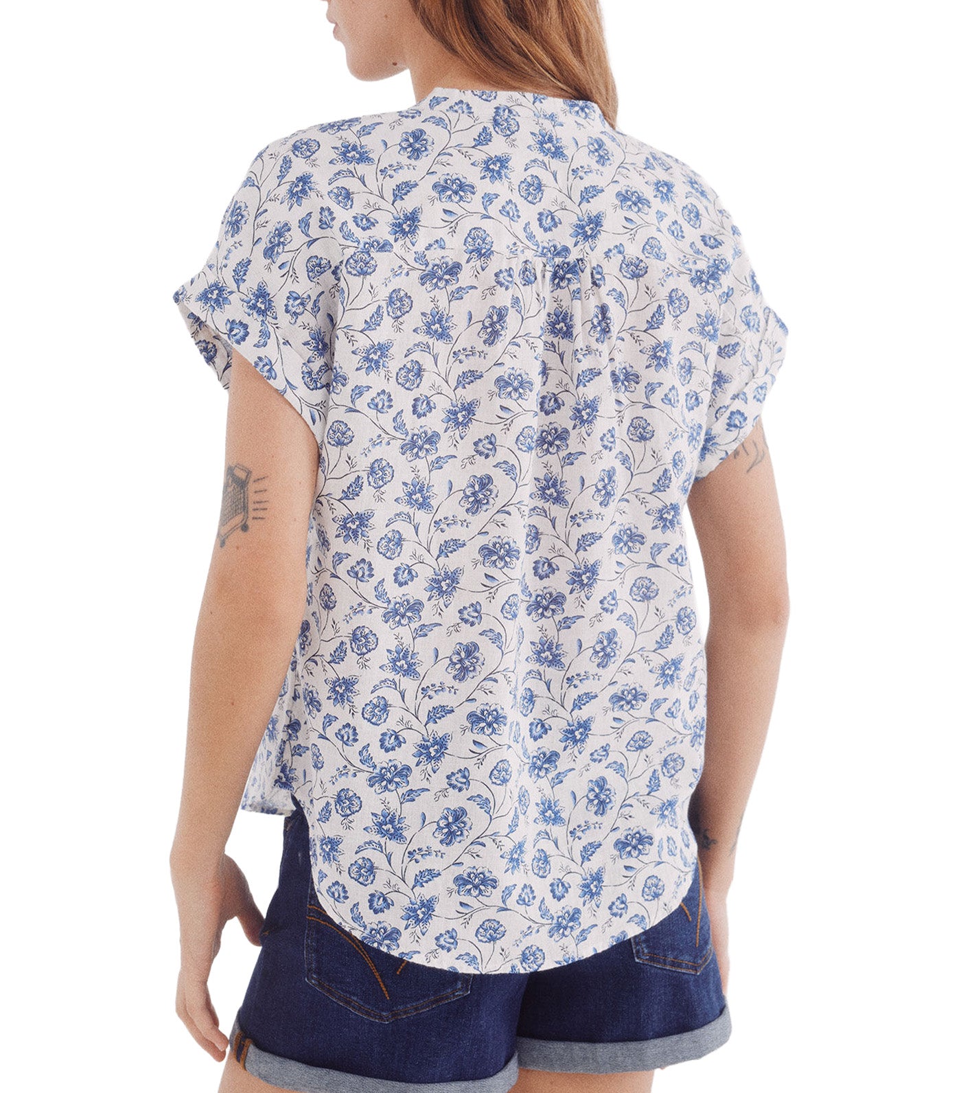 Cotton Linen V-Neck Blouse