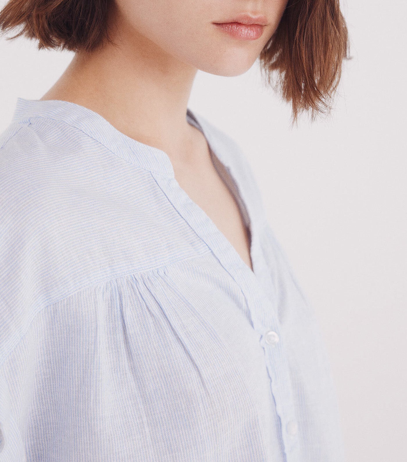 Cotton Linen V-Neck Blouse