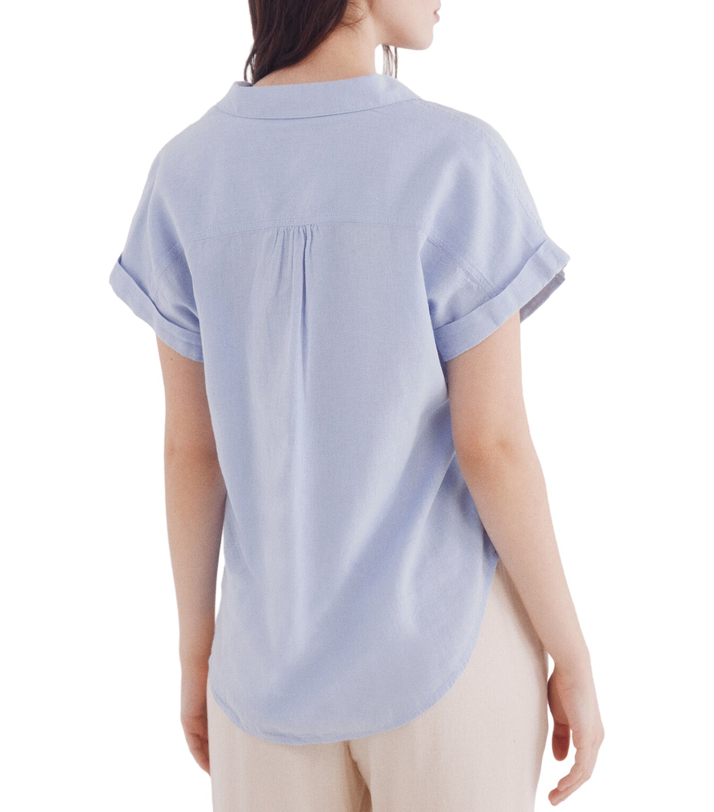 Short Sleeve Turn-Up Linen Shirt