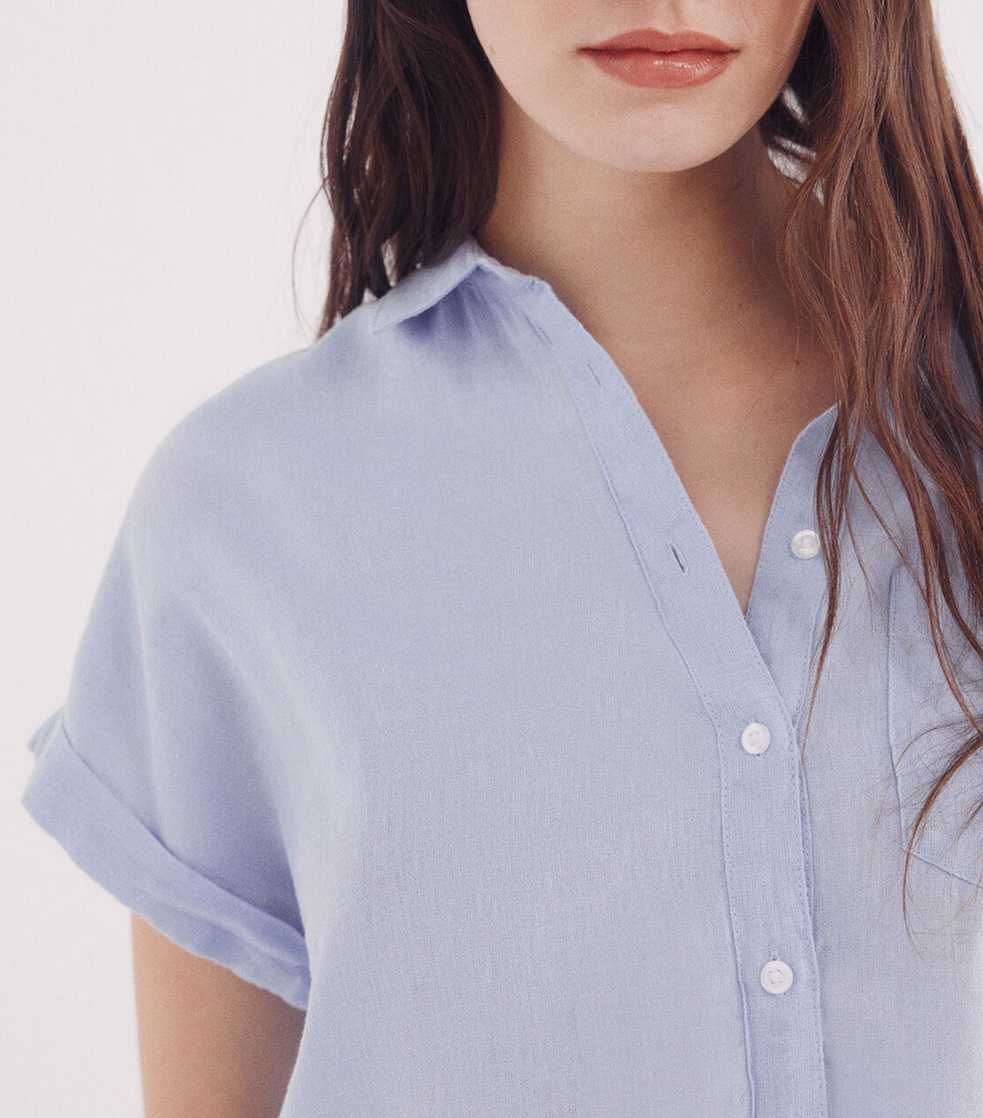 Short Sleeve Turn-Up Linen Shirt