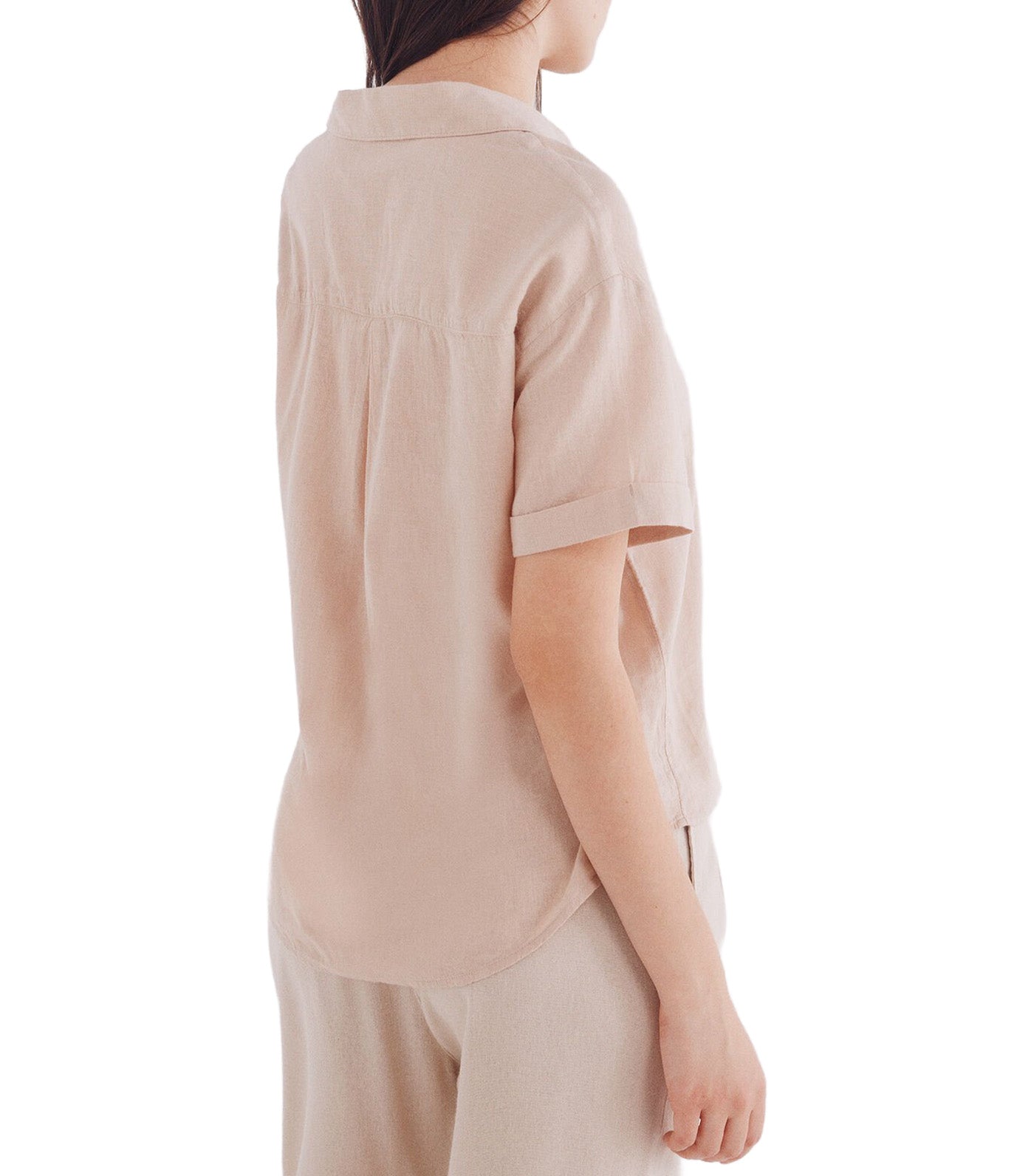 Short Sleeve Cotton Linen Shirt for Women