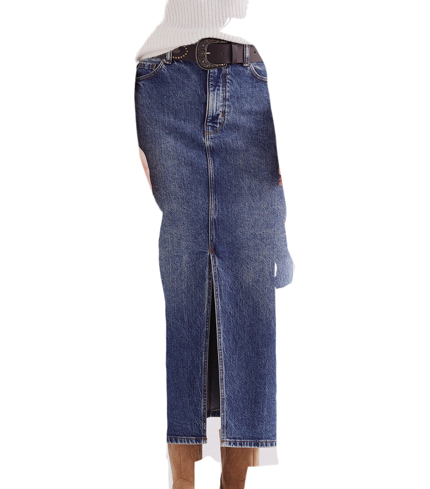 Midi Denim Skirt Blue