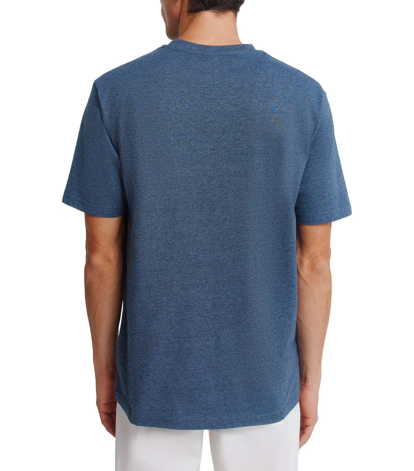 Springfield Basic Micro-Striped T-Shirt Medium Blue
