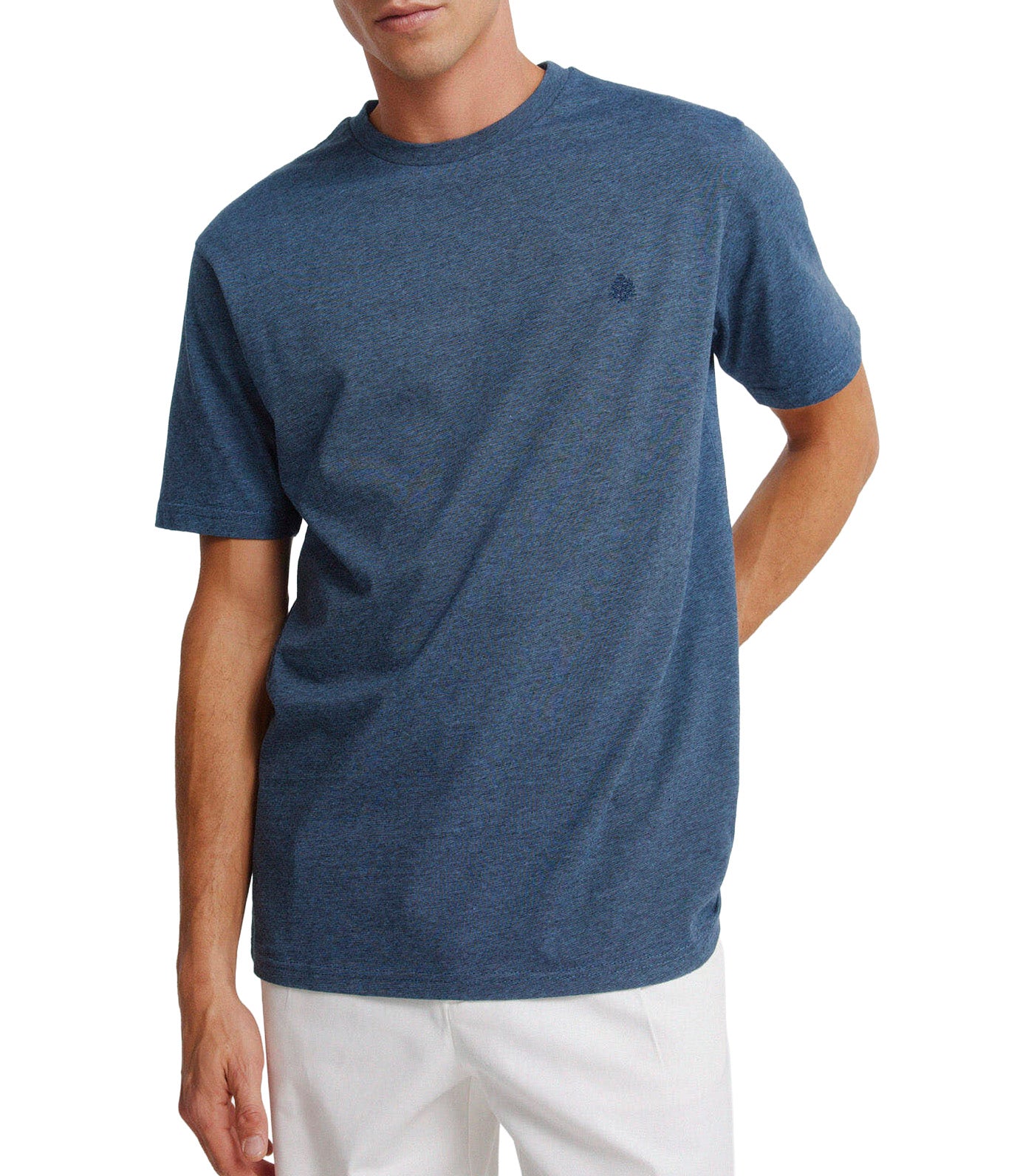 Springfield Basic Micro-Striped T-Shirt Medium Blue