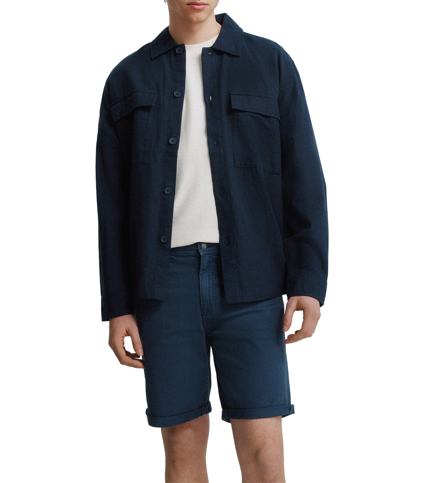 Washed 5-Pocket Slim Fit Bermuda Shorts Light Blue