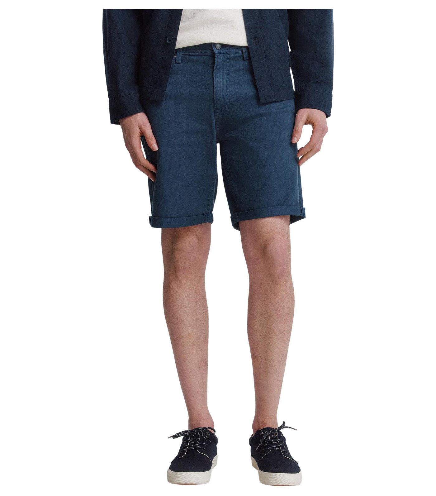 Washed 5-Pocket Slim Fit Bermuda Shorts Light Blue