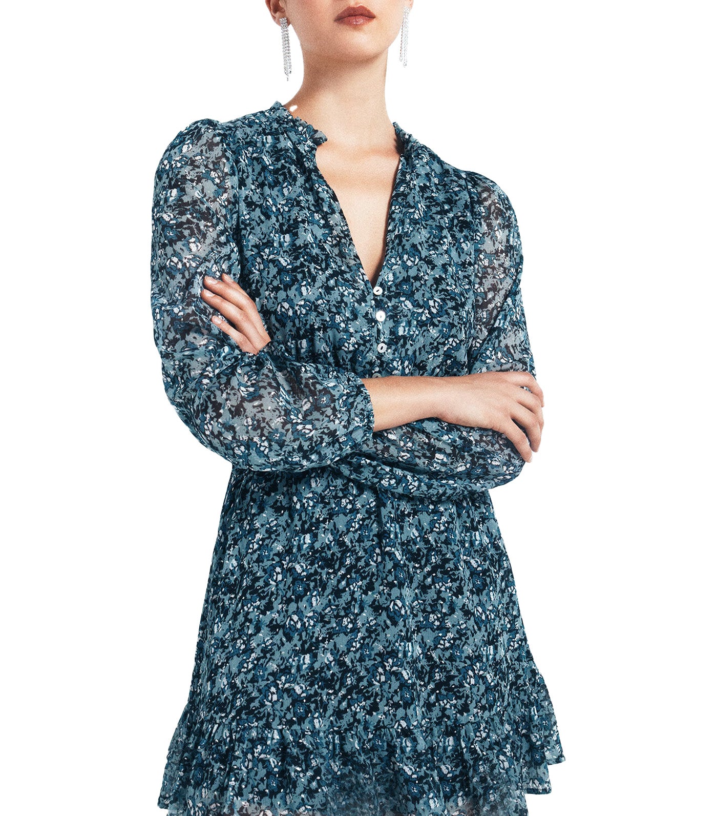 Short Dress with Edging at The Waist