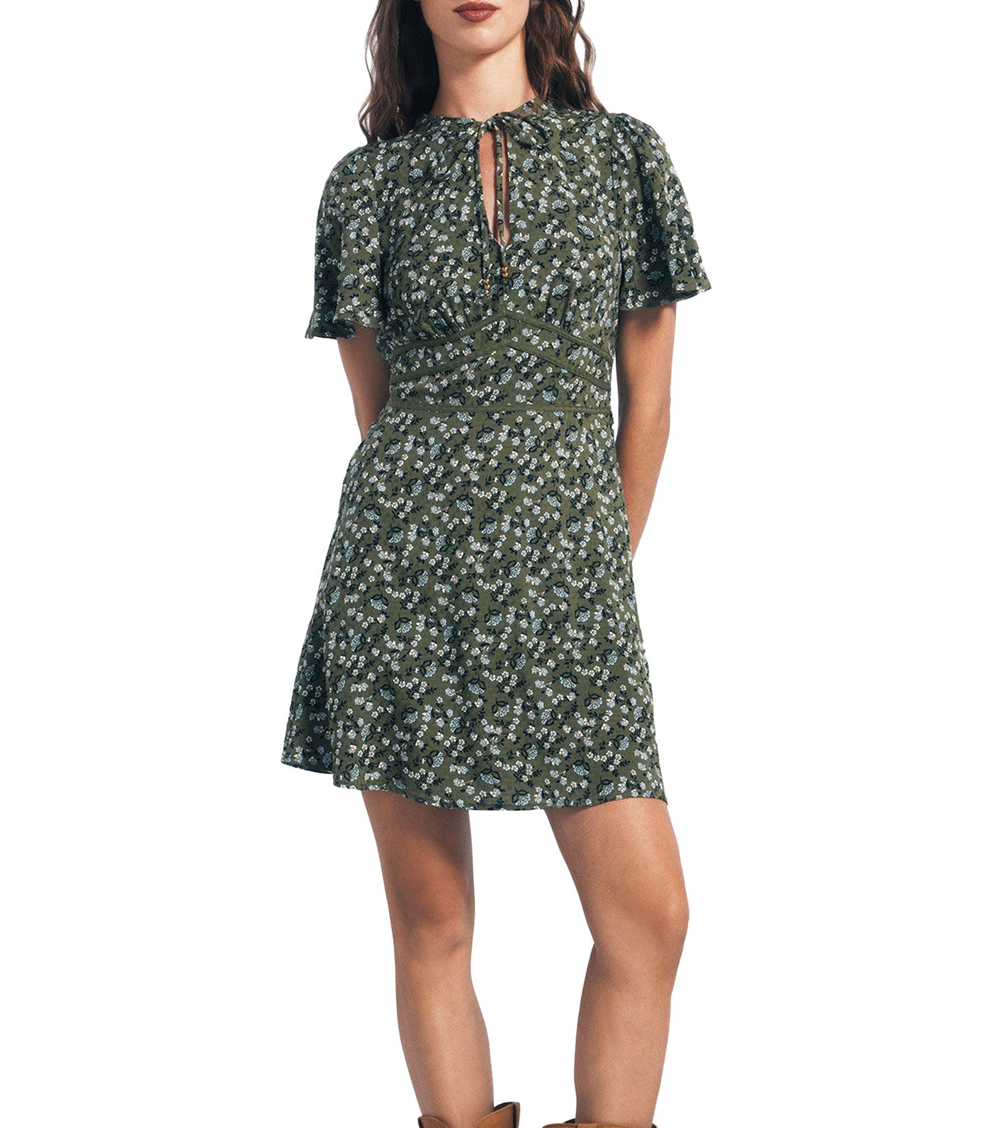 Short Dress with Edging at The Waist