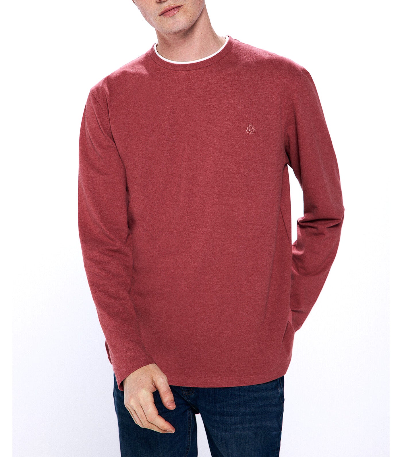 Double Piqué Long Sleeve T-Shirt Red