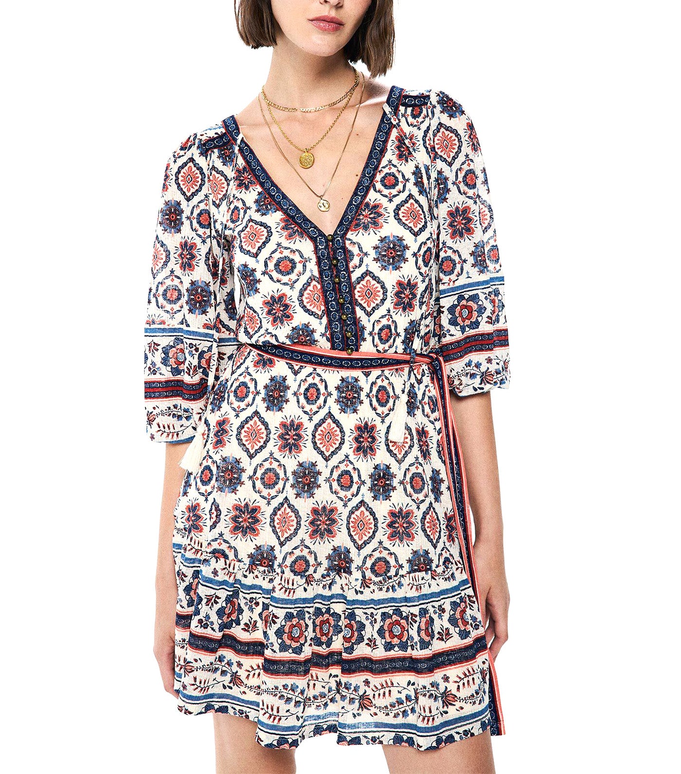 Short Geometric Belted Dress
Multi