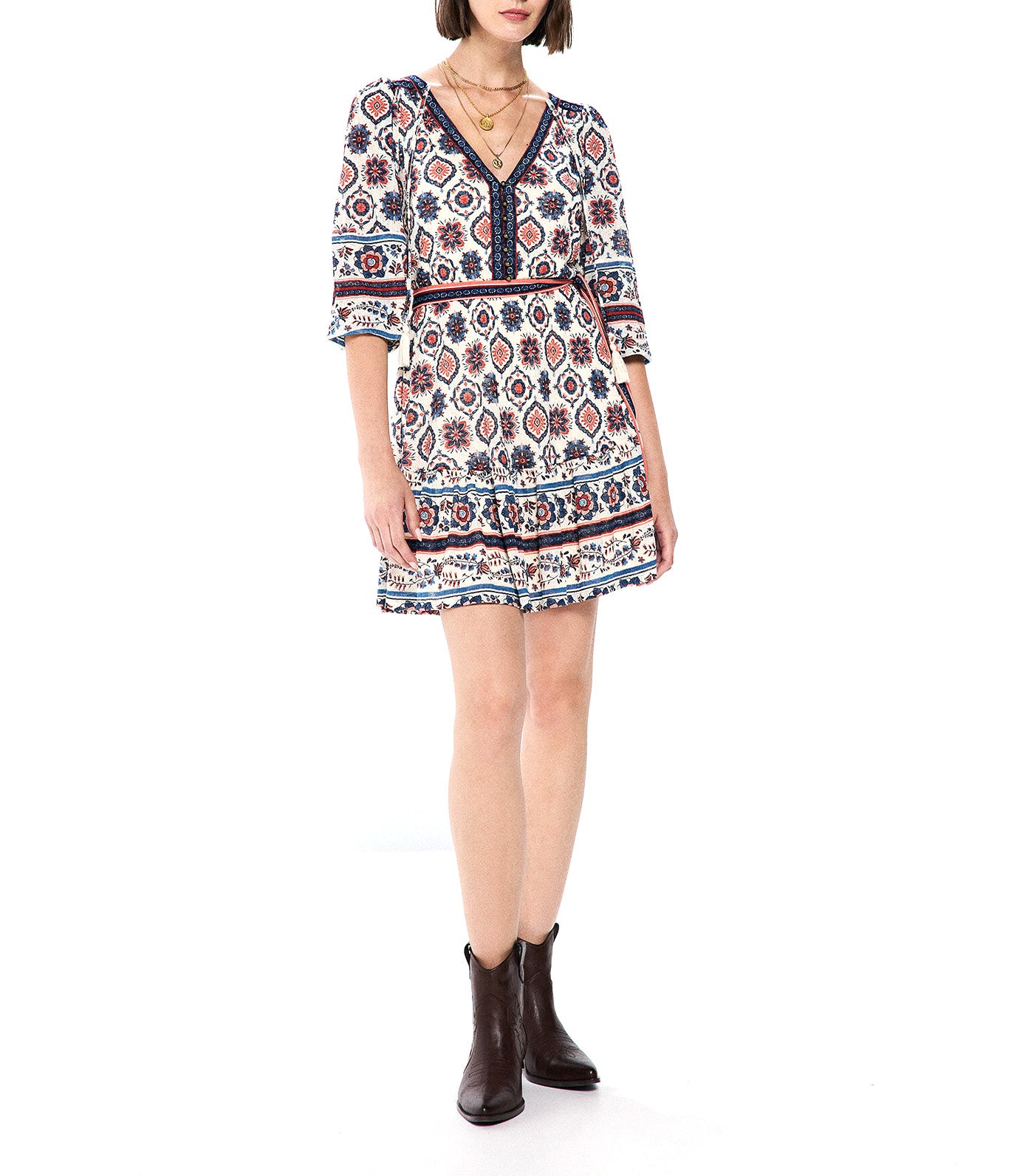 Short Geometric Belted Dress
Multi