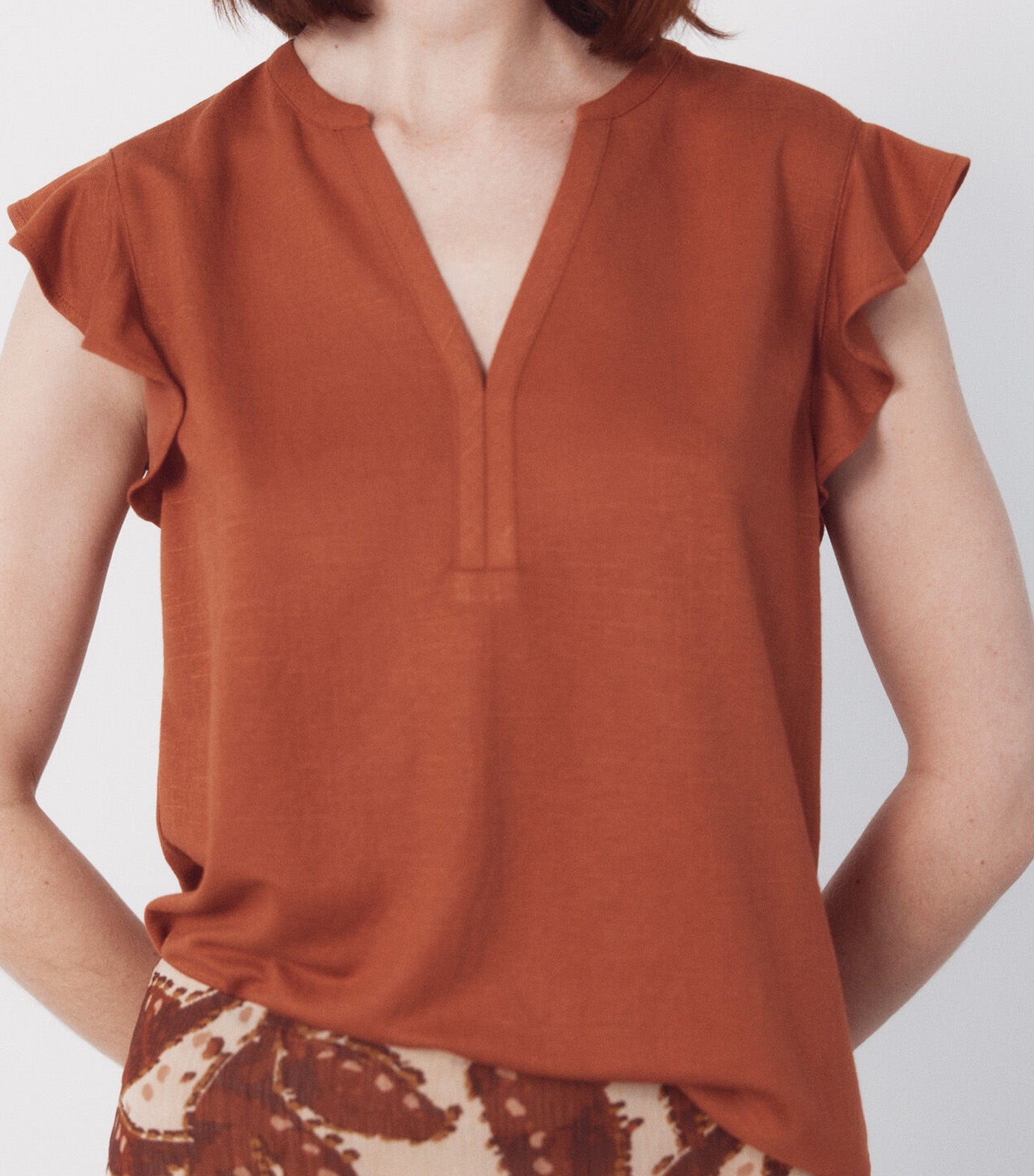 Flounced Sleeve T-Shirt