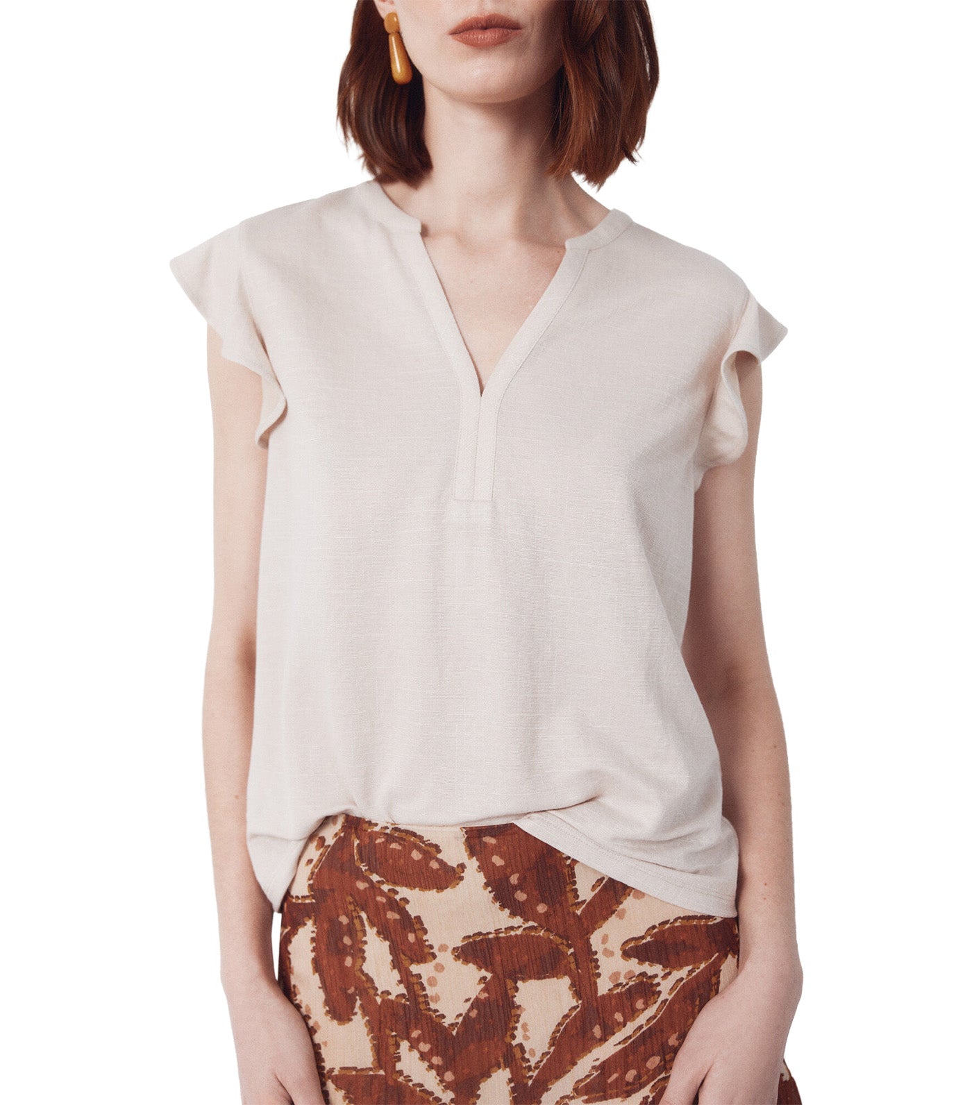 Flounced Sleeve T-Shirt