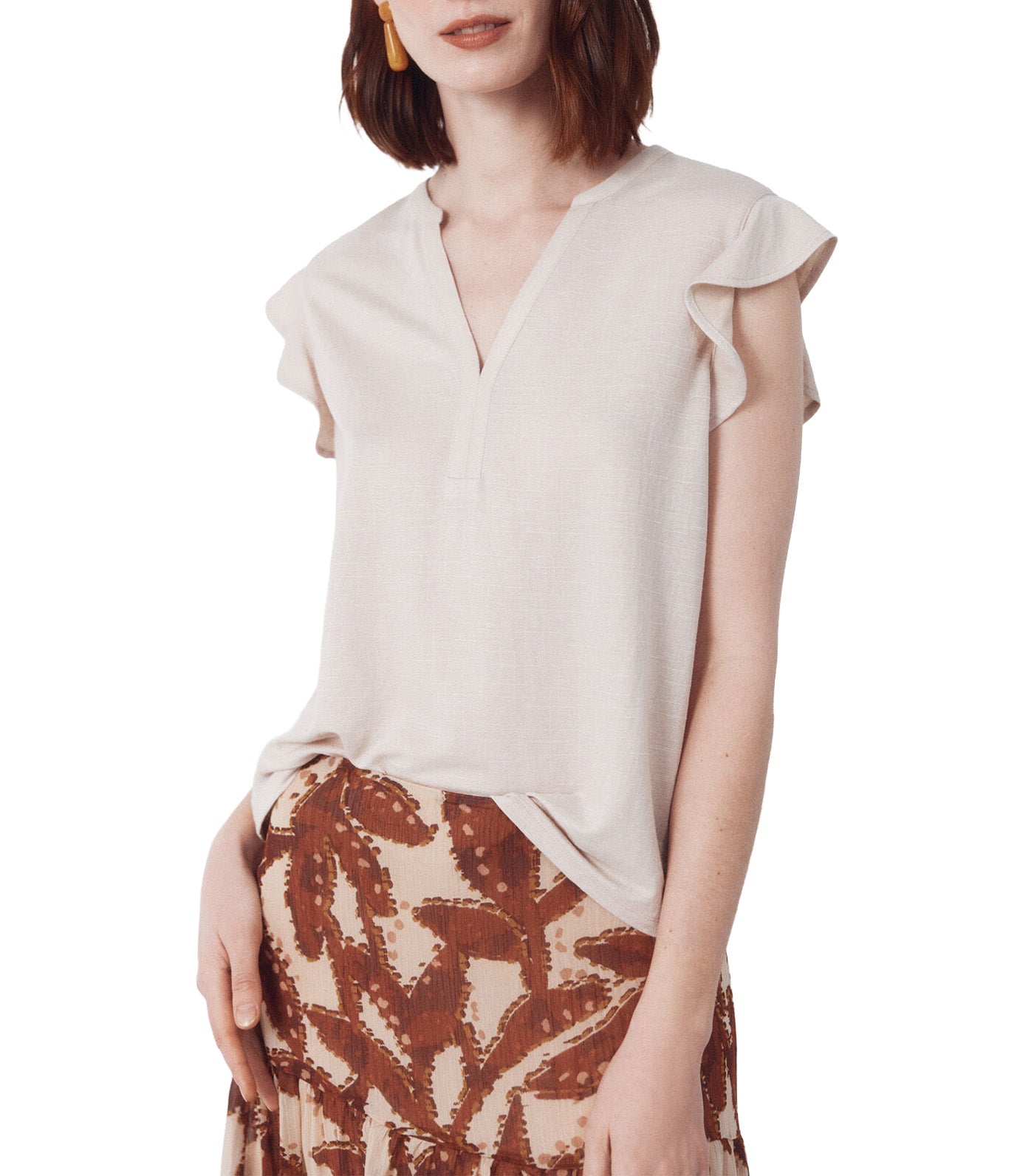 Flounced Sleeve T-Shirt