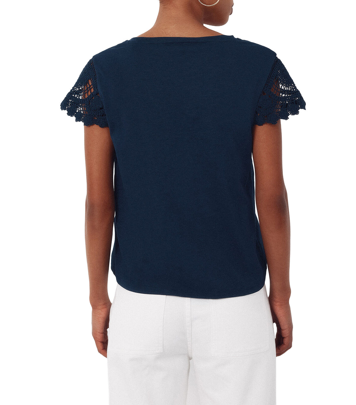 Crochet Sleeve Shirt Navy