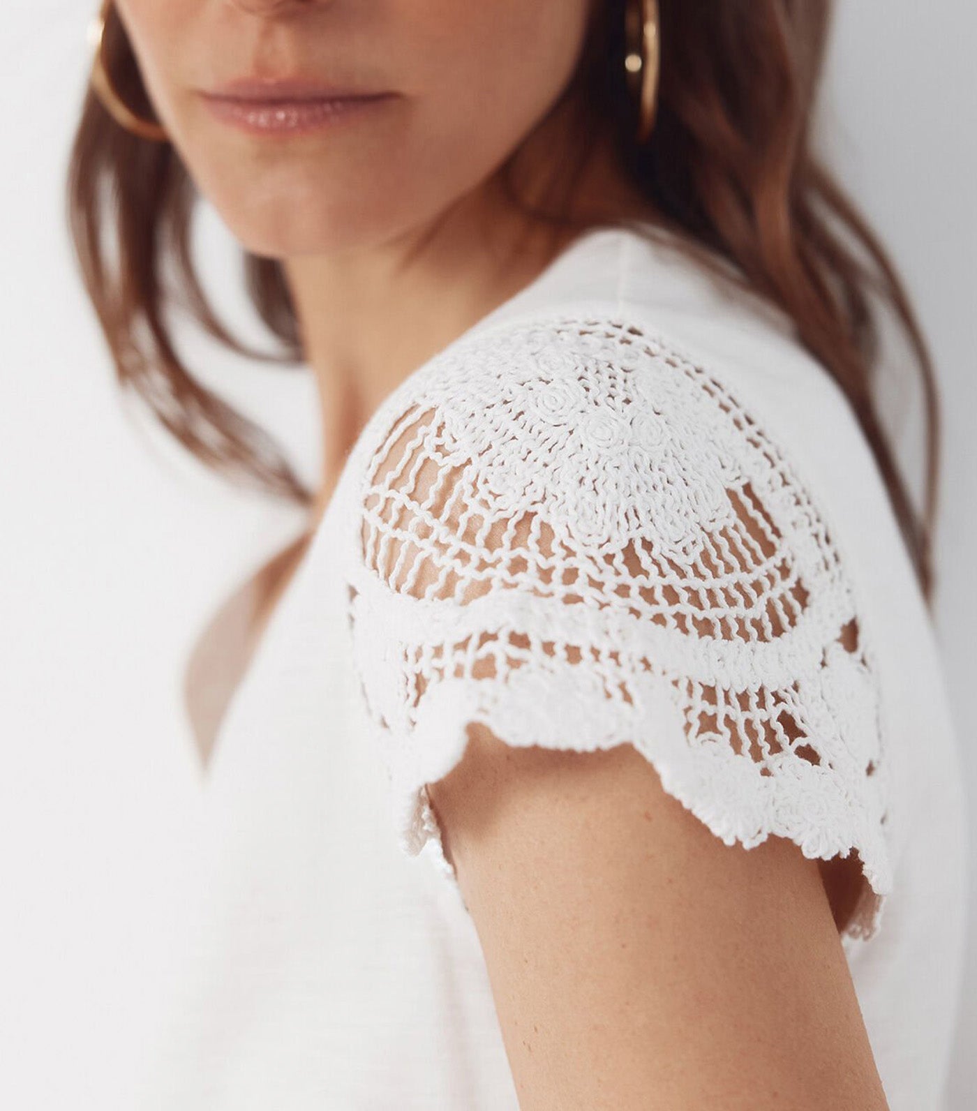 Crochet Sleeve Shirt White