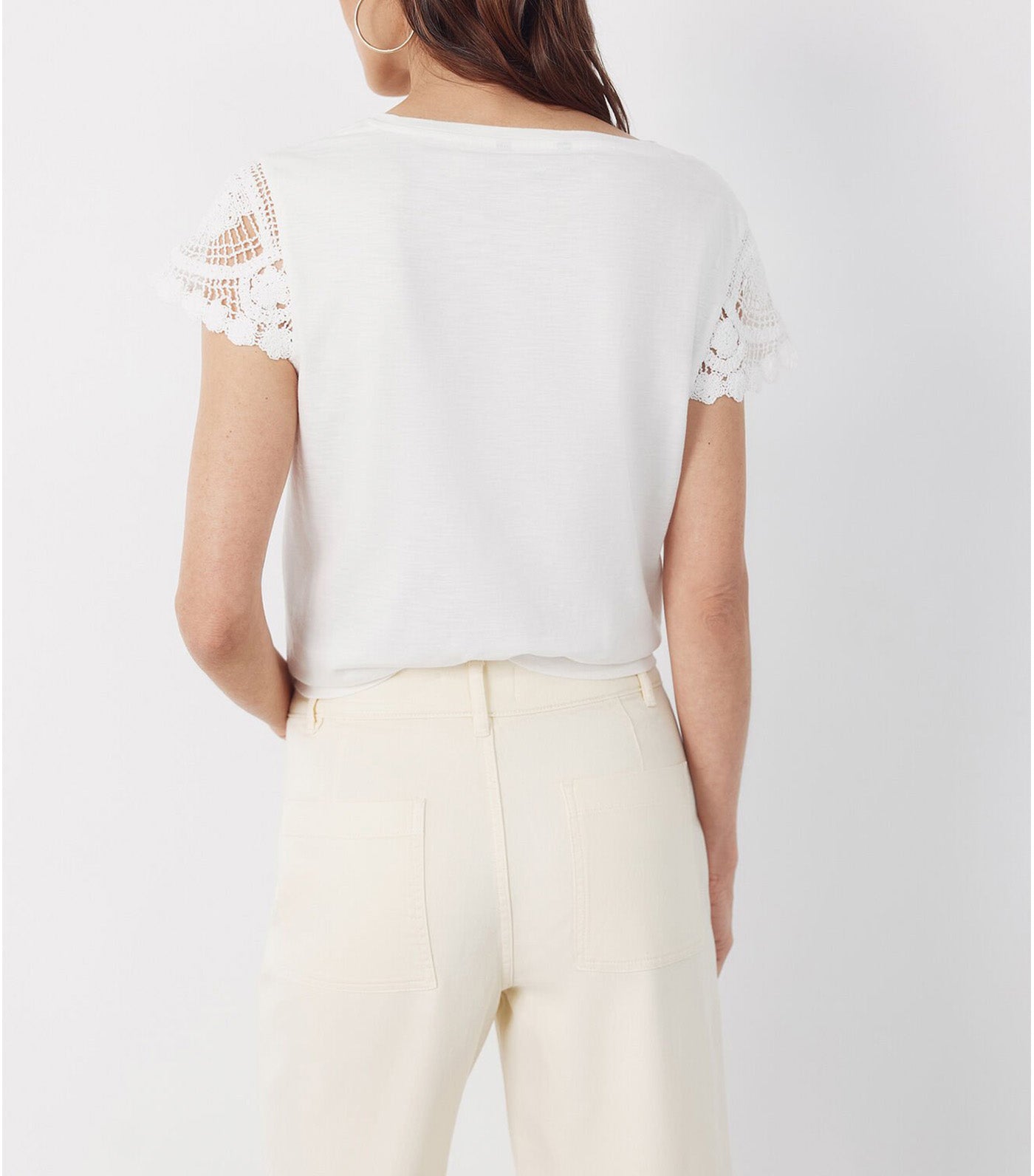 Crochet Sleeve Shirt White