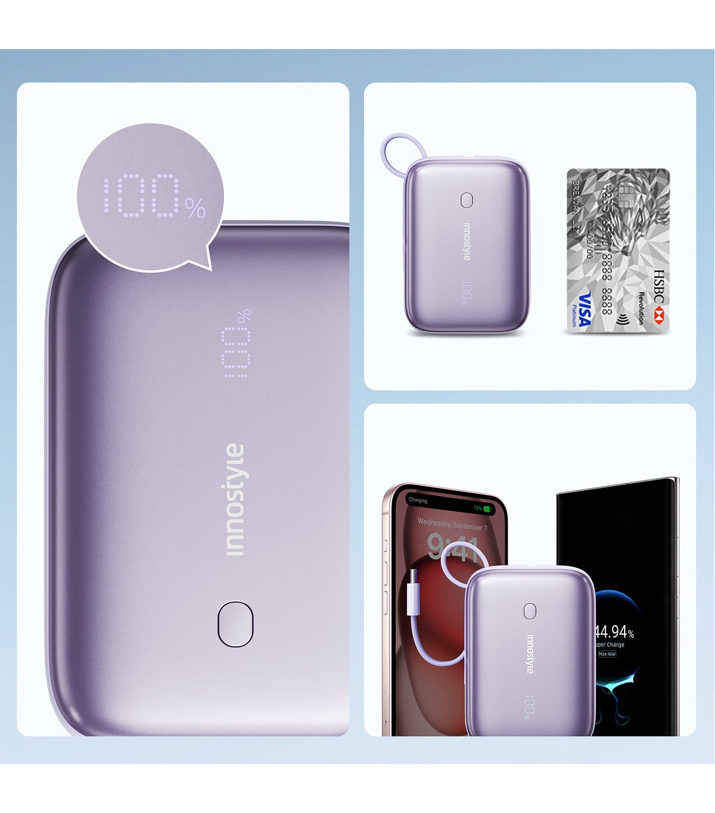 PowerGo Mini Plus 10000mAh Powerbank Lavender