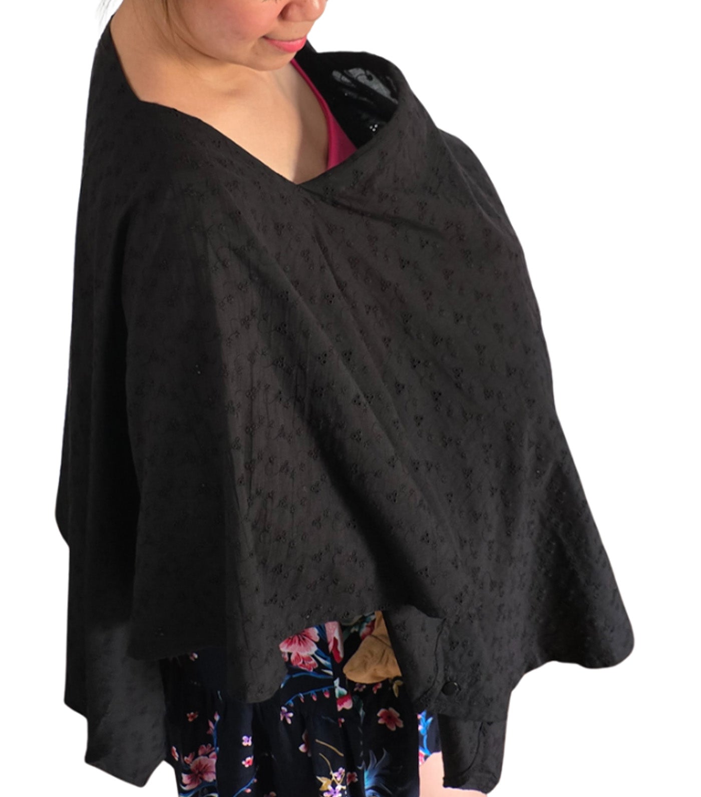 Poncho Nursing Cover with Stiffener Long Sleeves Eyelet