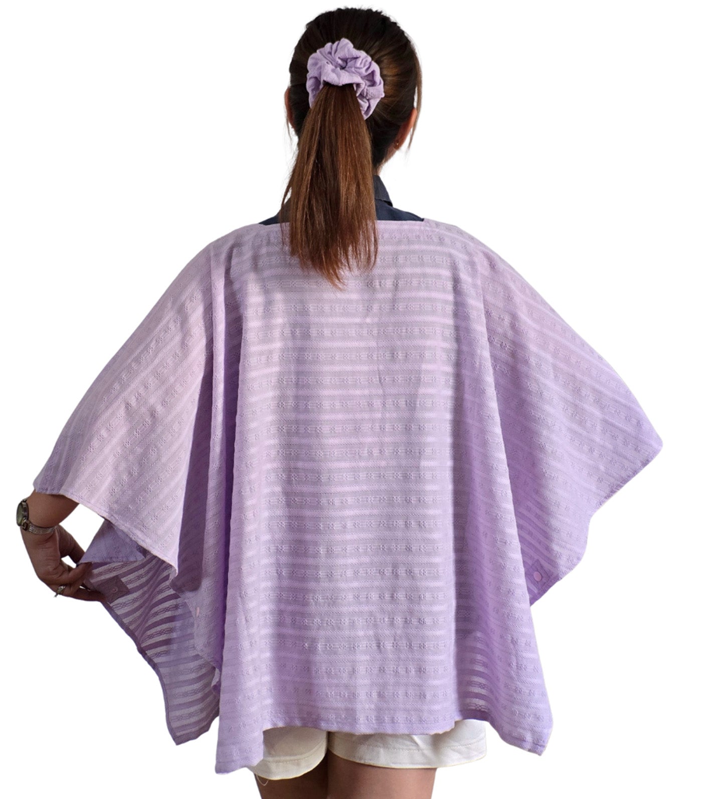 Poncho Nursing Cover with Stiffener Long Sleeves Textured Cotton