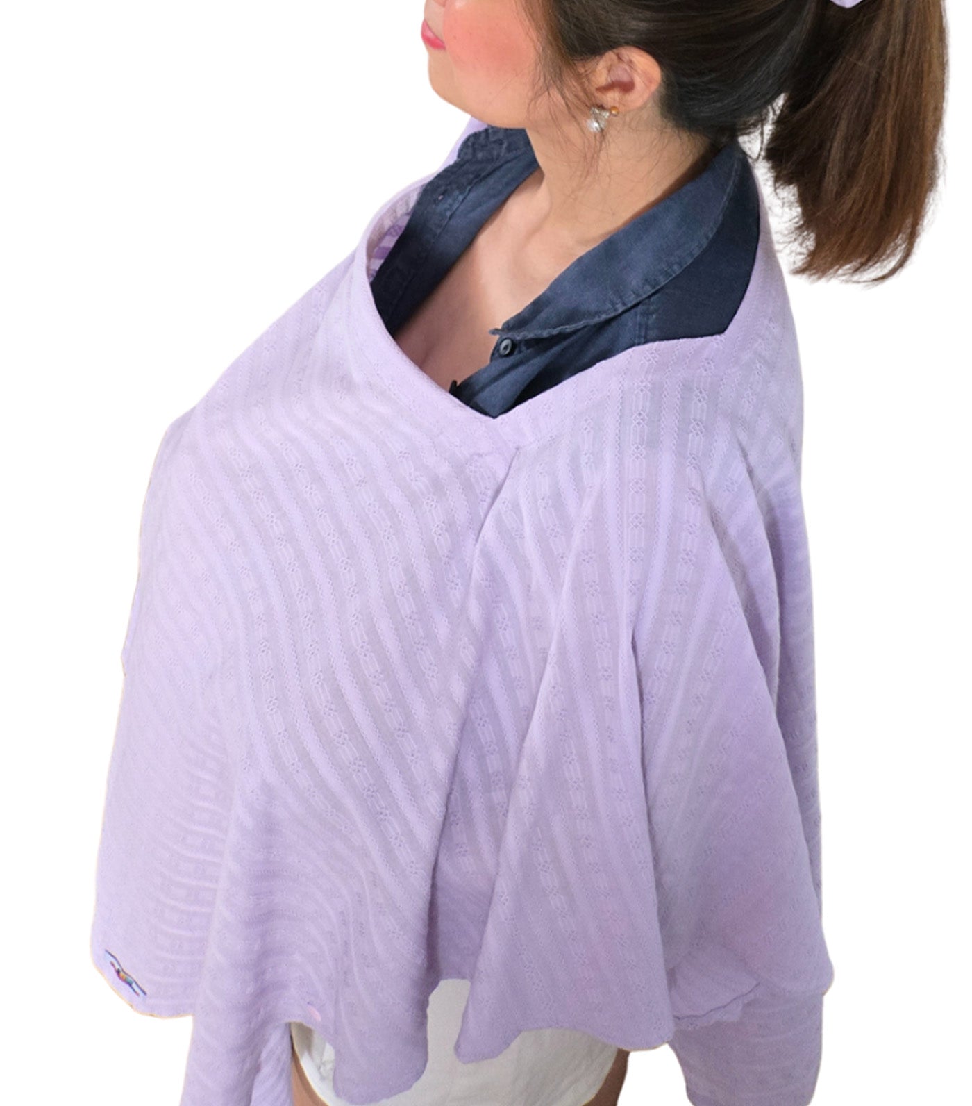Poncho Nursing Cover with Stiffener Long Sleeves Textured Cotton