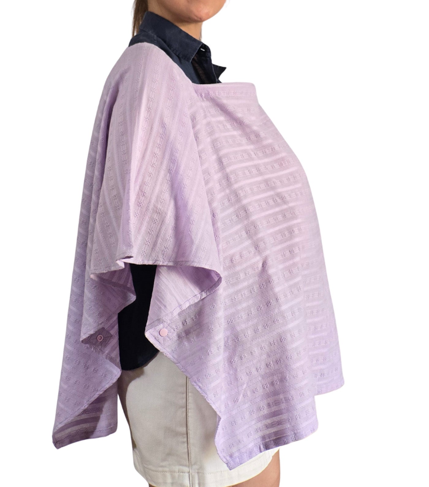 Poncho Nursing Cover with Stiffener Long Sleeves Textured Cotton