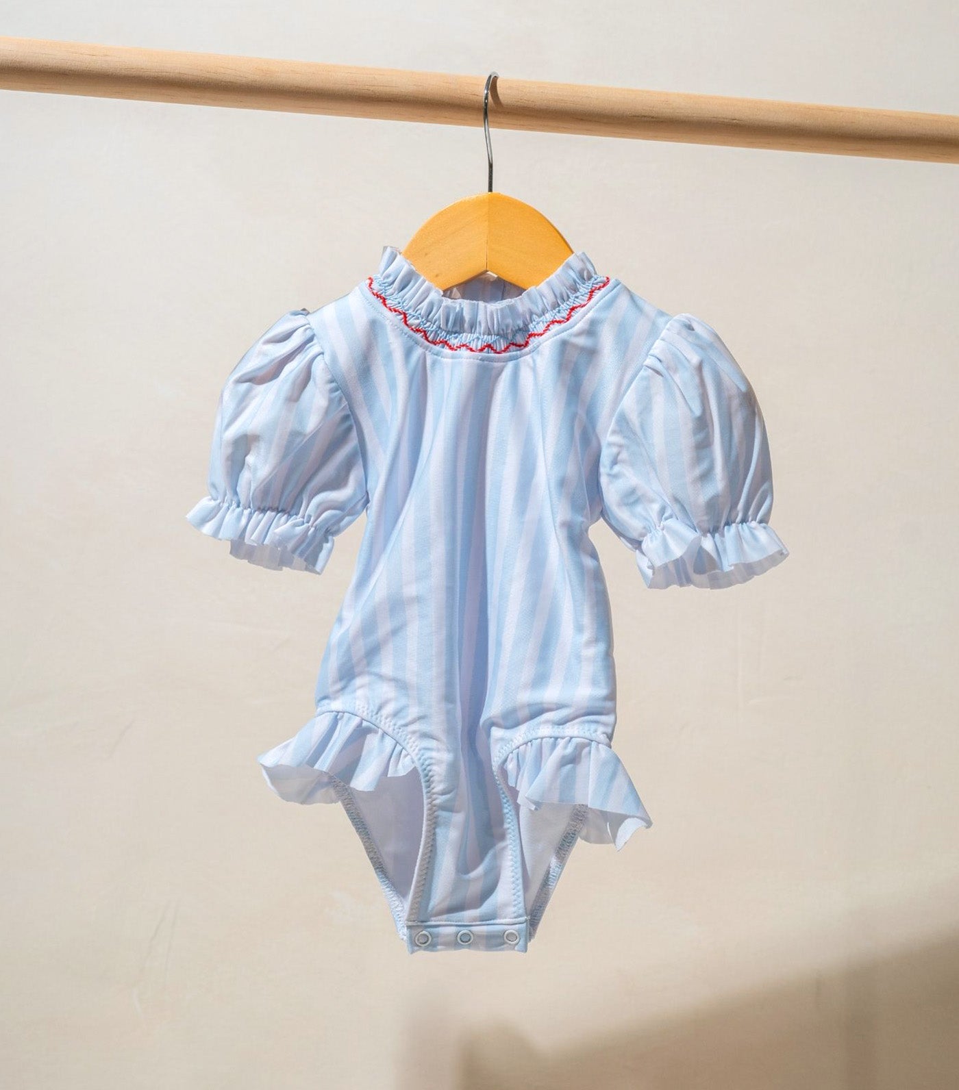 Francesca One Piece Short-Sleeved Swimsuit Blue Stripes