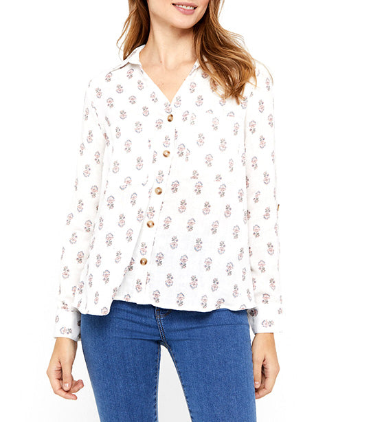Rustic Cotton Shirt Printed White