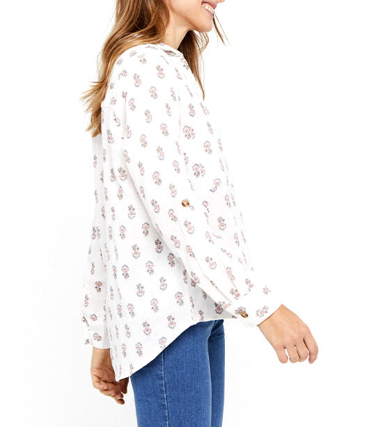 Rustic Cotton Shirt Printed White