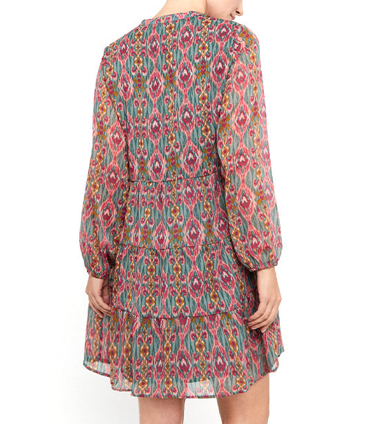 Short Recycled Dress Red Printed