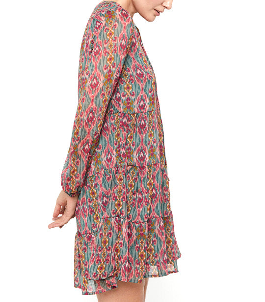 Short Recycled Dress Red Printed