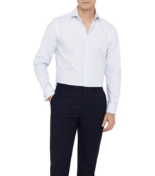 Easy-Iron Textured Dress Shirt Stripped Light Blue