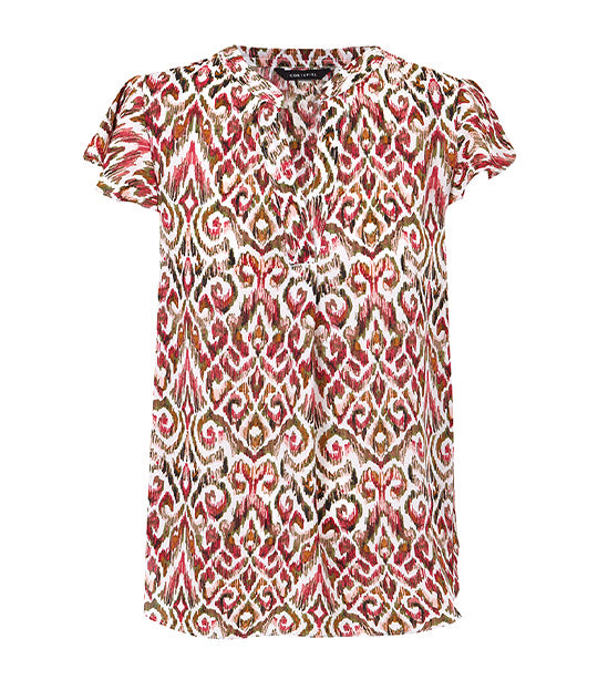 Flounced Sleeveless Blouse Printed