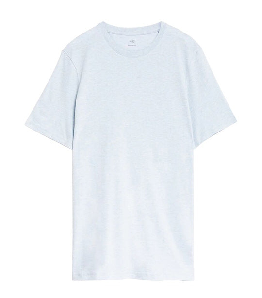 Pure Cotton Crew Neck T-Shirt Pale Blue