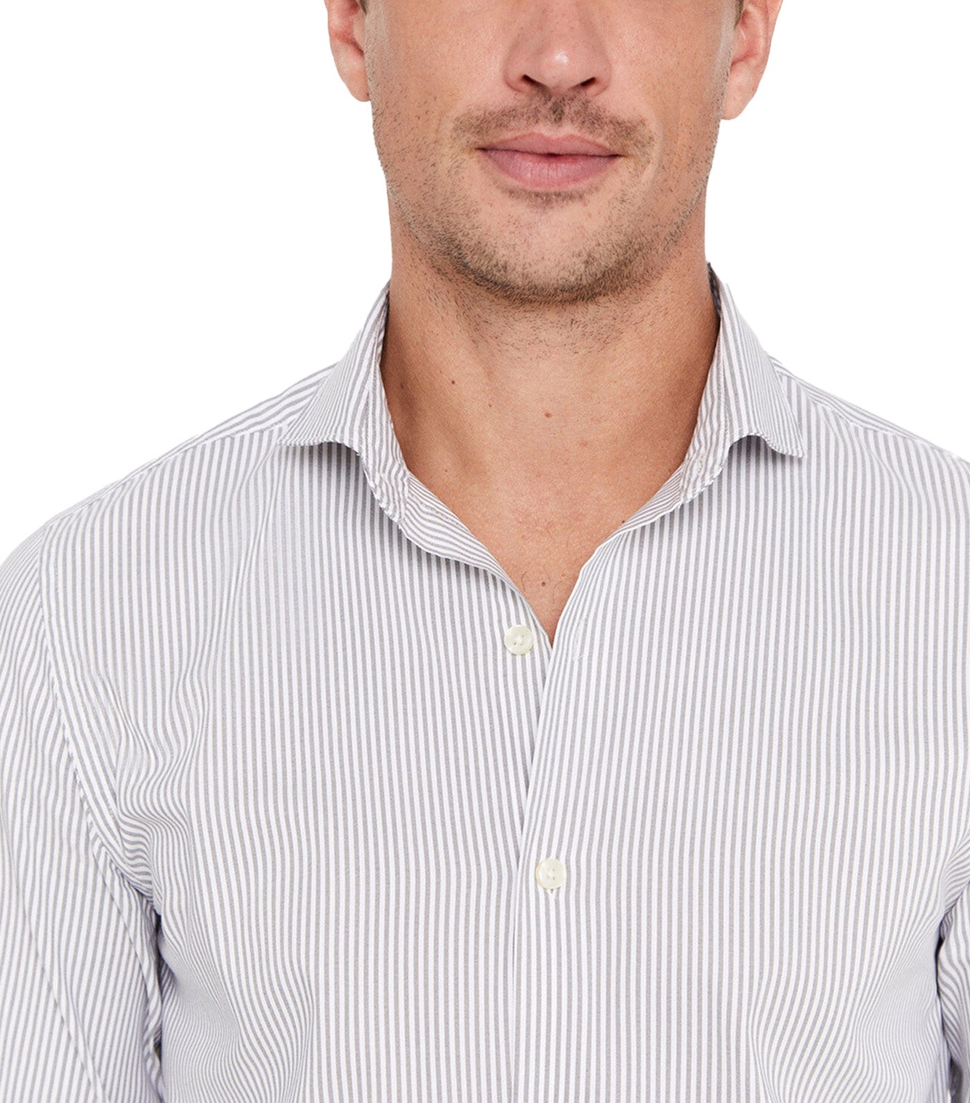 Coolmax Slim Fit Striped Shirt Light Gray