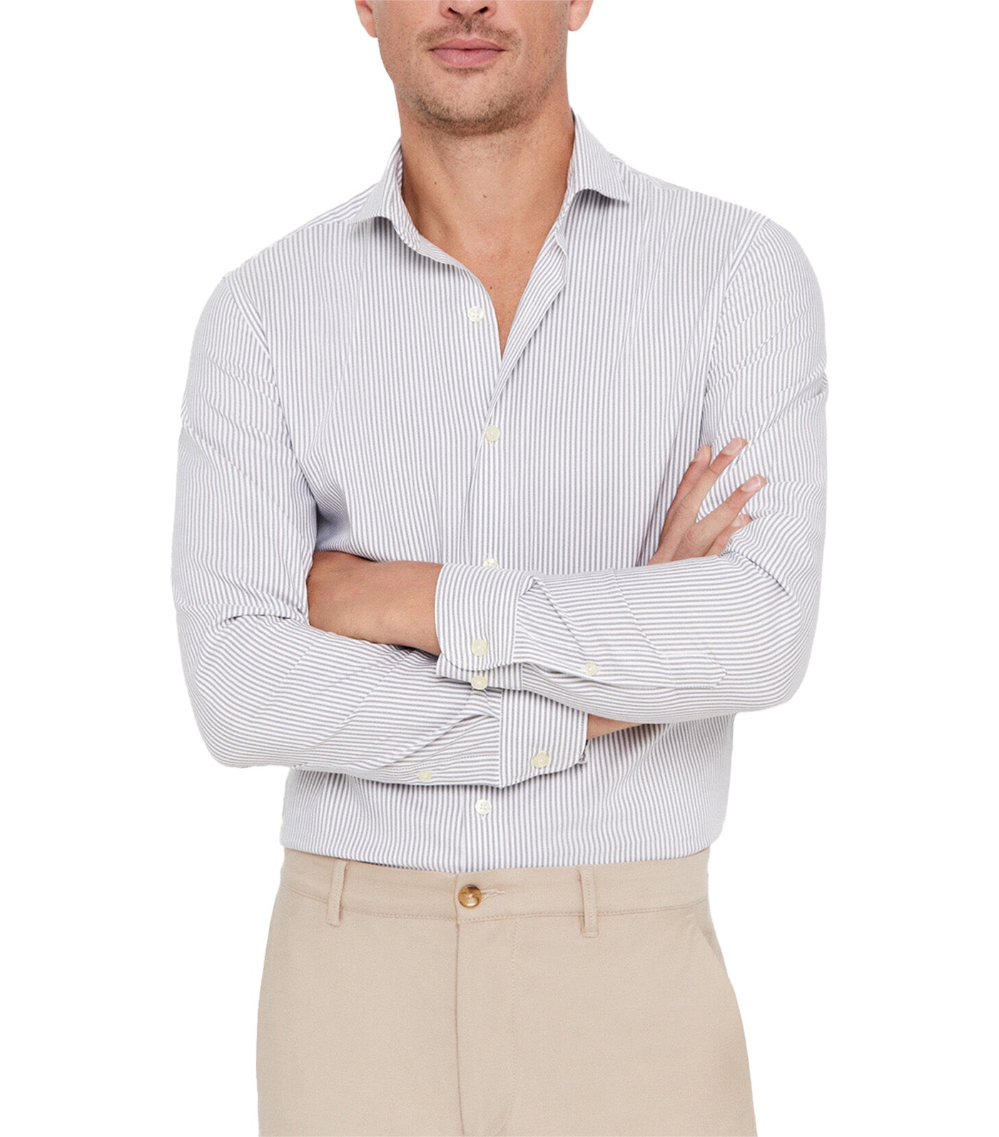 Coolmax Slim Fit Striped Shirt Light Gray