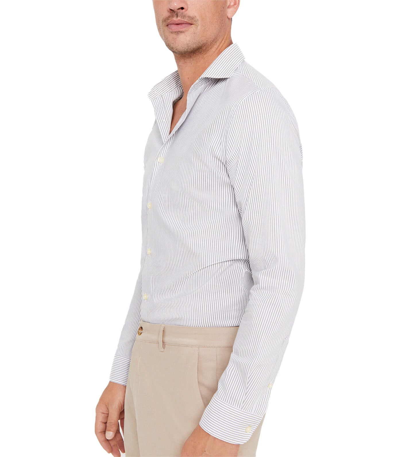 Coolmax Slim Fit Striped Shirt Light Gray