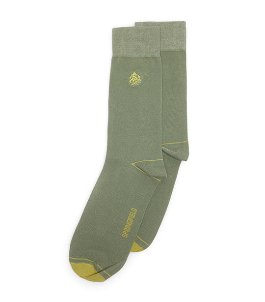 Basic Embroidered Logo Socks Dark Khaki